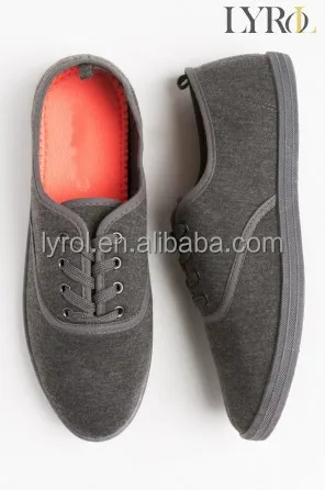 Cheap price high quality grey gersey upper CVO style pvc grey matching outsole women' ladies injection canvas shoe