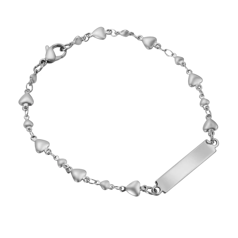 Stainless Steel Jewelry Heart Shape Chain Silver Bracelet