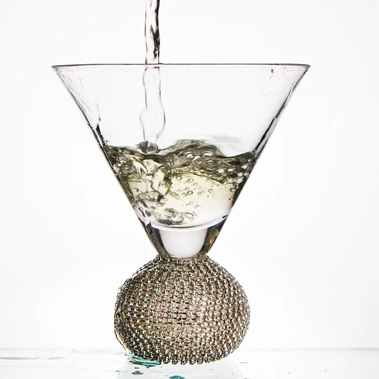 Jewel Silver Engraving Ball Base Bottom Stemless Martini Glass Buy