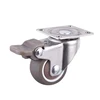 1.5 Inch 28Kg Gray Furniture TPE Tea Cart Casters Wheel With Brake
