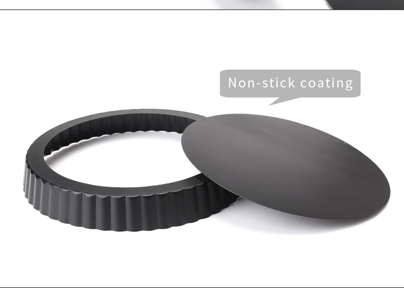 22cm Black Carbon Steel Pie Pan With Removable Bottom Nonstick Coating