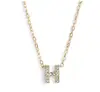 Hot Selling 26 Letters Diamond Single Tiny Initial Alphabet H Pendant Necklace