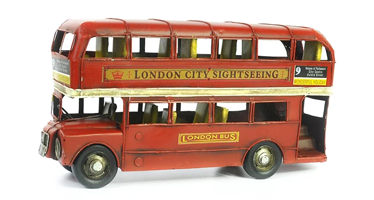 Vintage Iron Metal Crafts Handmade Retro Double-deck Red London Bus ...