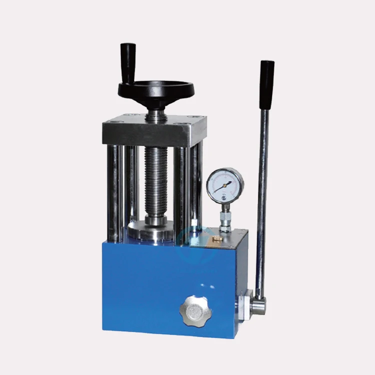 15T Lab Manual Hydraulic Powder Pellet Press Machine with optional safety cover and digital pressure gauge for powder pressing
