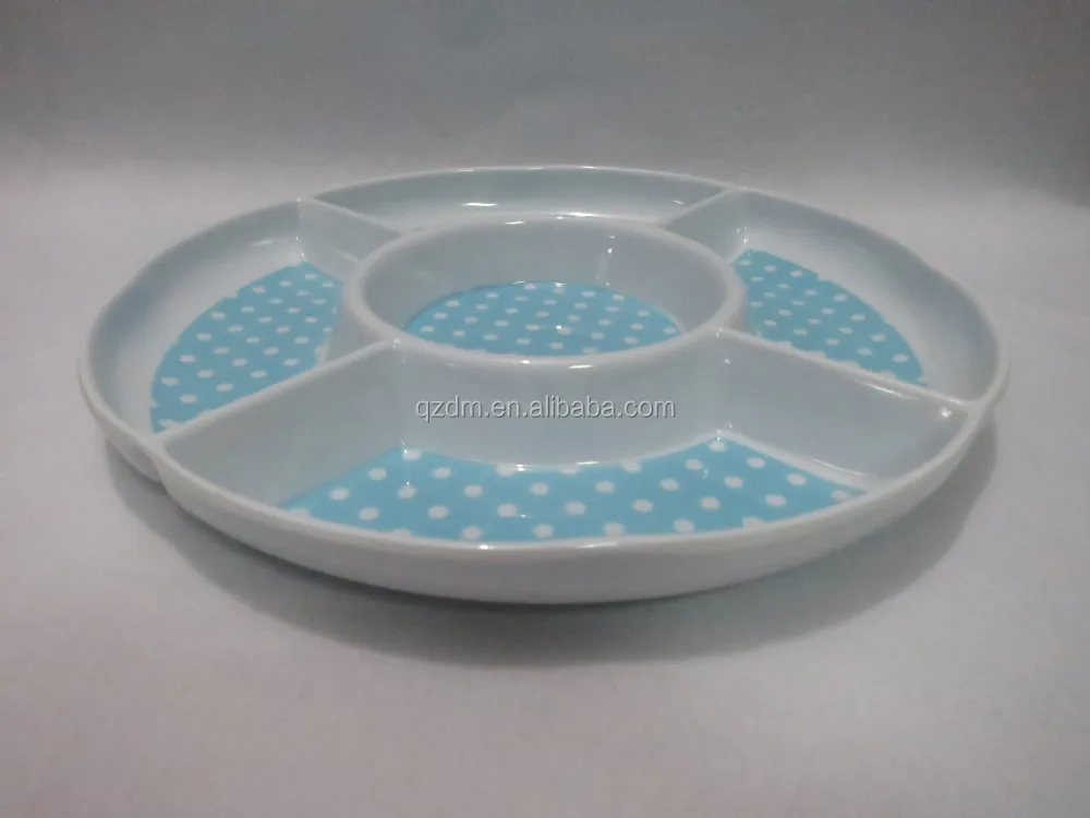 Plastic five divided plate melamine five part plate