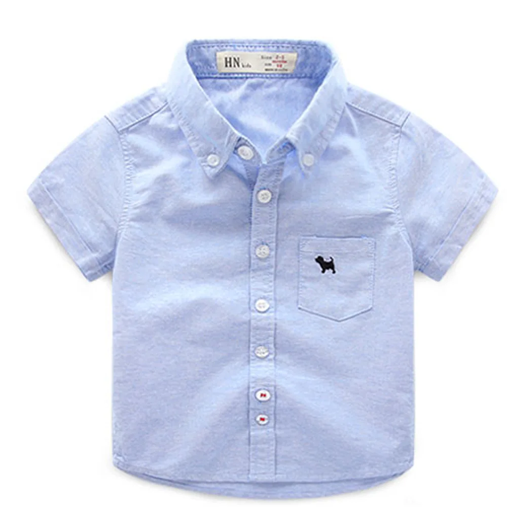 Baby Boys Lapel Solid Color Summer Children s Short sleeved Shirt 2016 New Children s Clothing