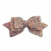 Haoxie Glitter Hair Bows Boutique Hair Clips-6pcs Multi Color Glitter Sequins Big Hair Bows For Baby Girls Teens Toddlers