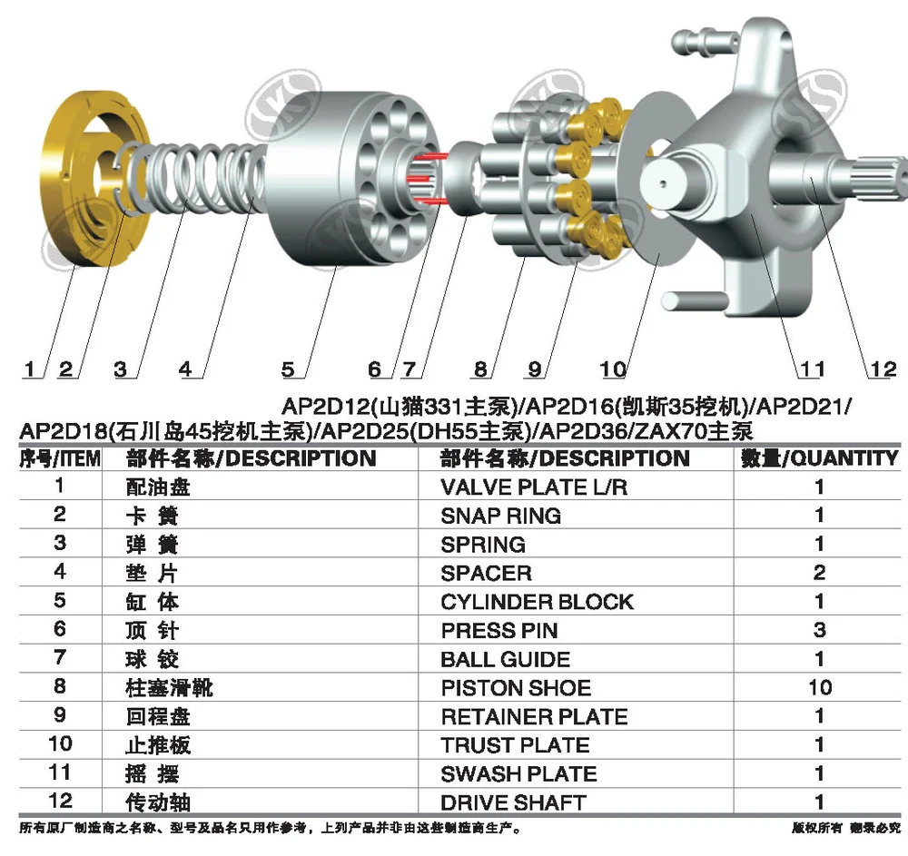 exchange parts hydraulic Bobcat331 Ap2d21 Rexroth Ap2d16 For uchida Ap2d12 Used
