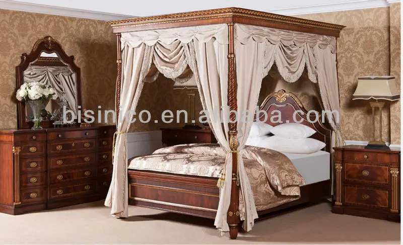 British 18th Century Windsor Style Bedroom Set Luxury Four Poster Wooden Canopy Bed Palace Royal Bedroom Furniture Set View Antique Style Bedroom