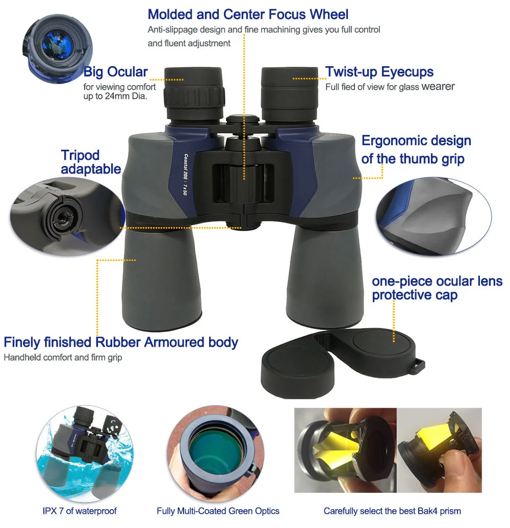 Bak4 7x50 10x50 12x50 Waterproof Floating Marine Binoculars Buy Bak4