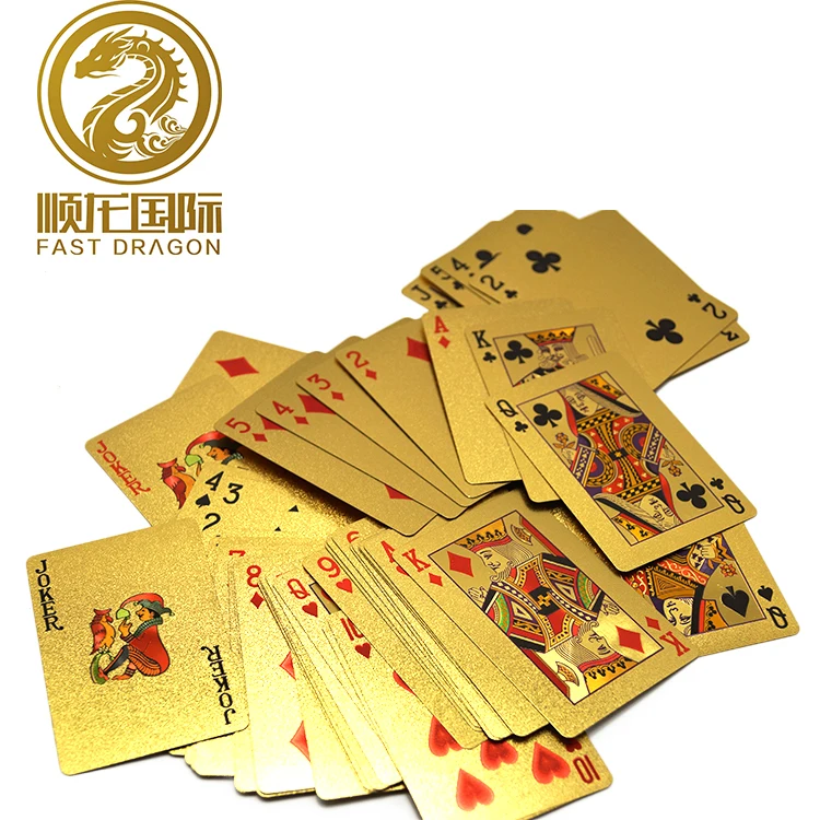 One Deck Gold Foil Poker Euros Style Plastic Poker Playing Cards Waterproof 