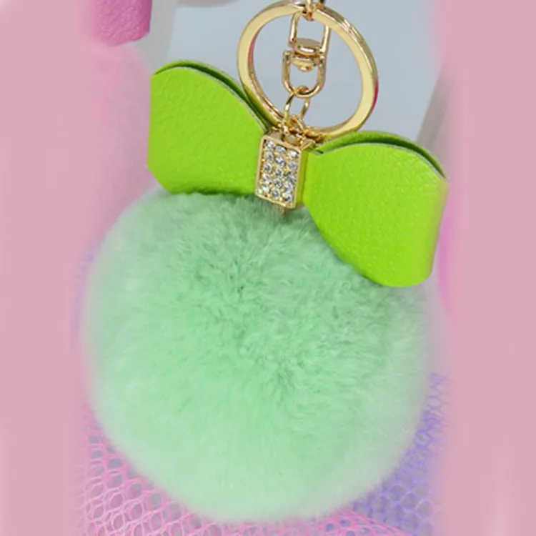 Hot sale real Fur Ball Keychain – Rex Rabbit Fur Pom Pom Plush Key ...