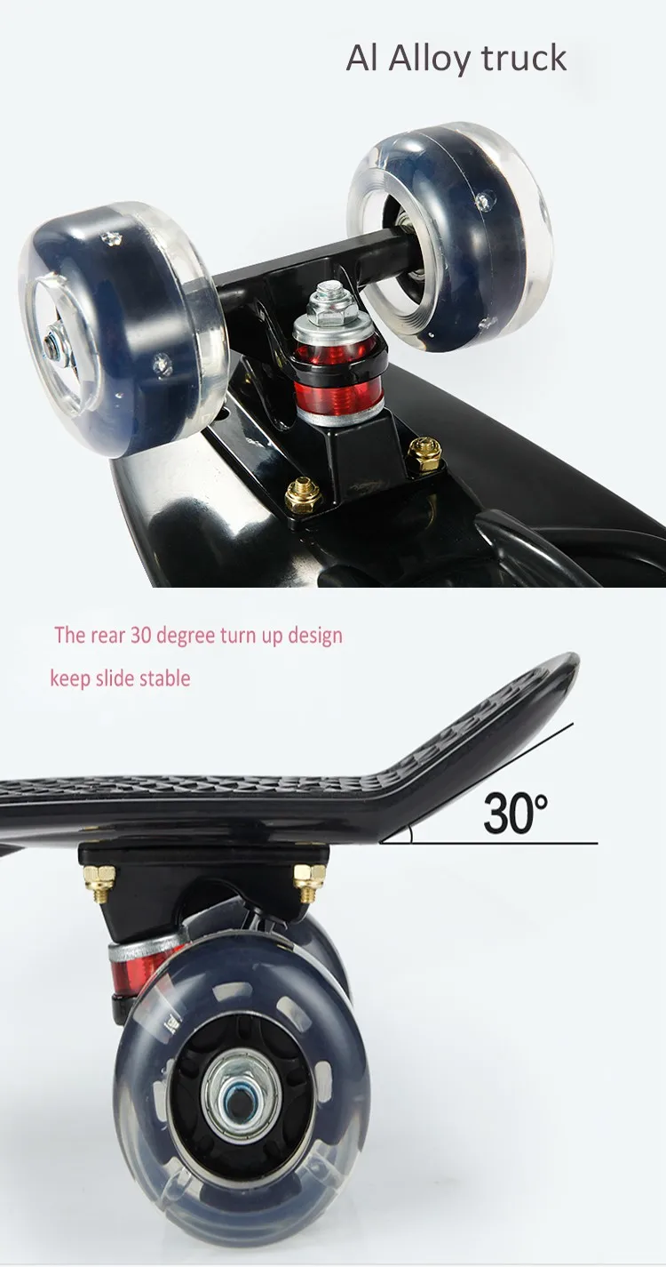 Professional Fish Bone Plastic Hand Skateboard With Alu Alloy Truck And