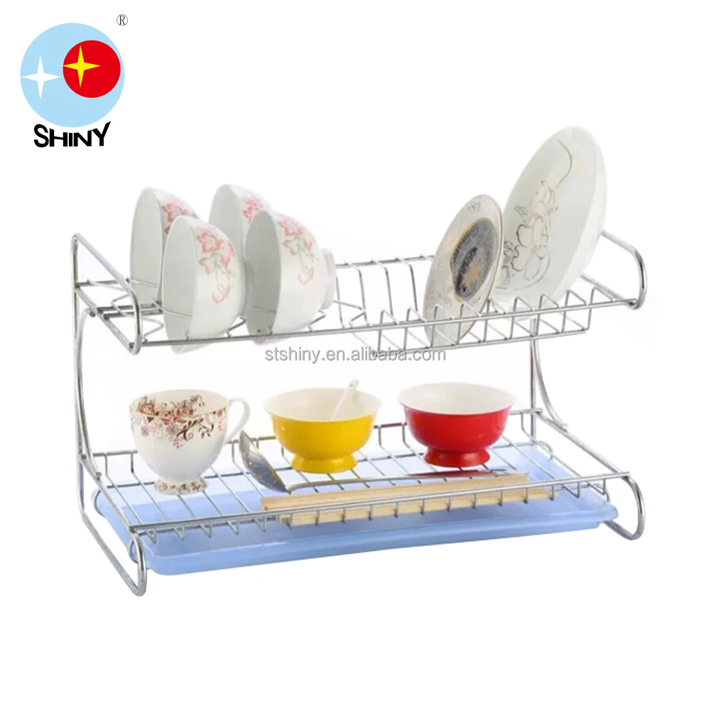 Two Tiers Stainless Steel Dish Rack Two Tiers Stainless Steel