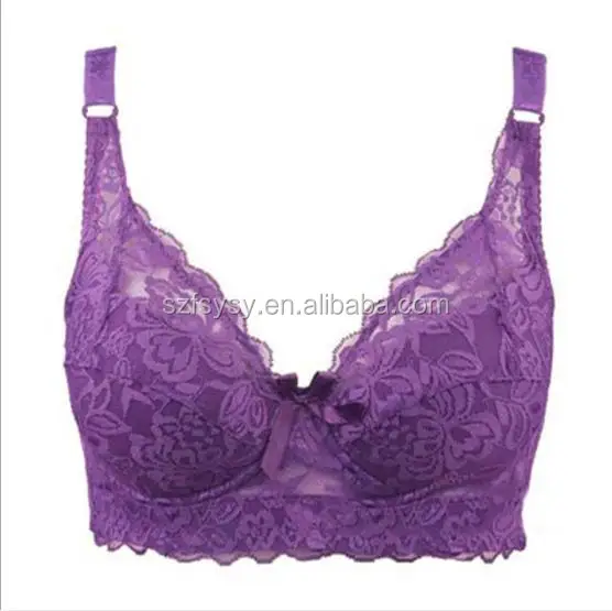 Plus Size Push Up Bra Sexy Lace Bra Deep V Thin Cup Underwire Padded Lace Brassiere Bra For 