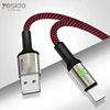 2.4a fast charging power off data cable line nylon braided auto disconnect usb cable for iphone