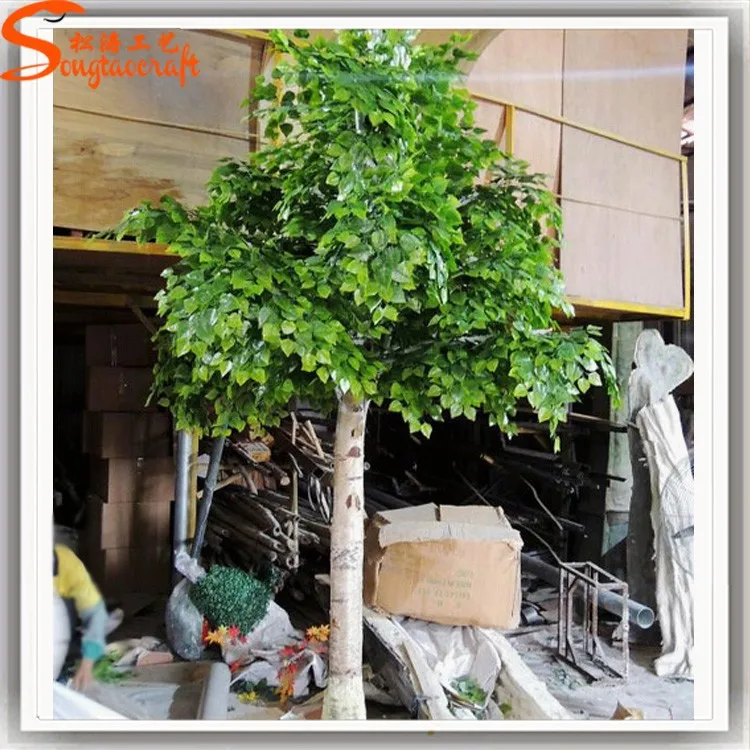 Artificial White Birch Trees Green Leaves Fake Tree Russian Type Tree