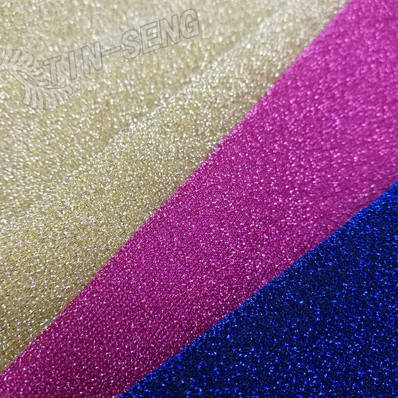 Light Gold Spotlight Polyester Knitted Fabric With Lurex Thread For