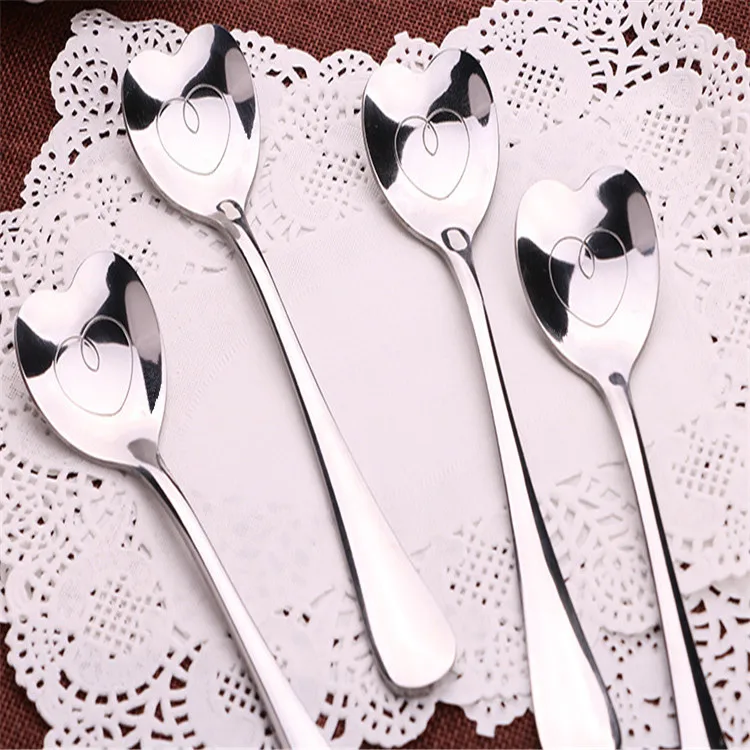 Heart Shape Smooth Line Metal Spoon for Drinking Tea Coffee Soup