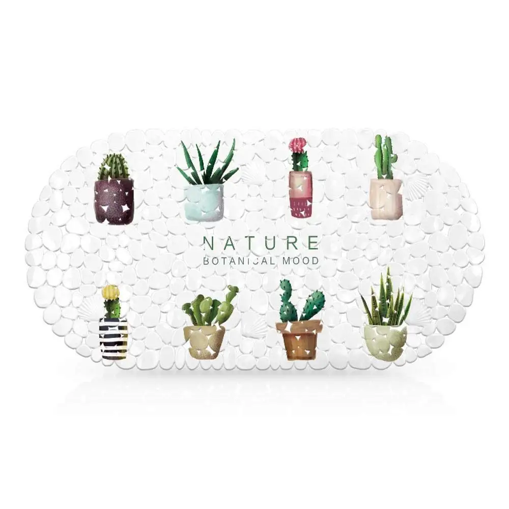 Hjyi Bath mat 69x35cm, Bathroom Non-Slip mat, PVC Sucker Print Bathroom mat