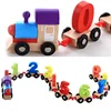 Wooden Children Number Train Puzzle Assembling Colour Toys Building Blocks
