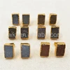 WT-E264 Amazing 24k real gold plated druzy long square studs, Natural druzy agate long square studs