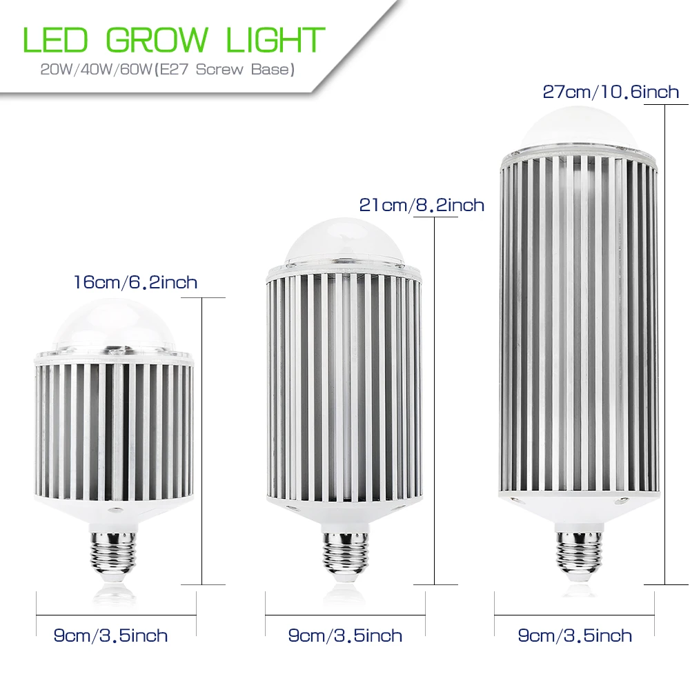 COB LED Grow Light Bulbs E27 60W 120W 180W Lamp for Greenhouse Indoor Plants Veg