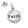 Stainless Steel Dangling &quot;Faith&quot; Plaque Charm Bead 123 for European Snake Chain Bracelets