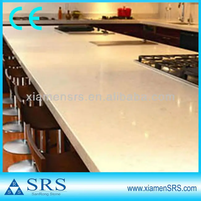 Encimera De Piedra De Cuarzo Brillante Blanca Para Cocina - Buy