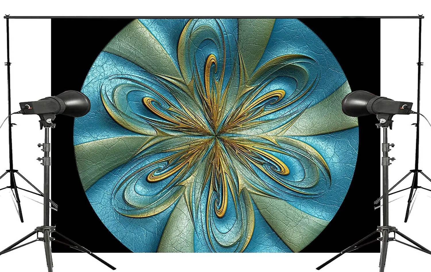 ERTIANANG Exquisite Colorful Flower Circle Photography Background Abstract Dimensional Black Blue Green Yellow Backdrops Art