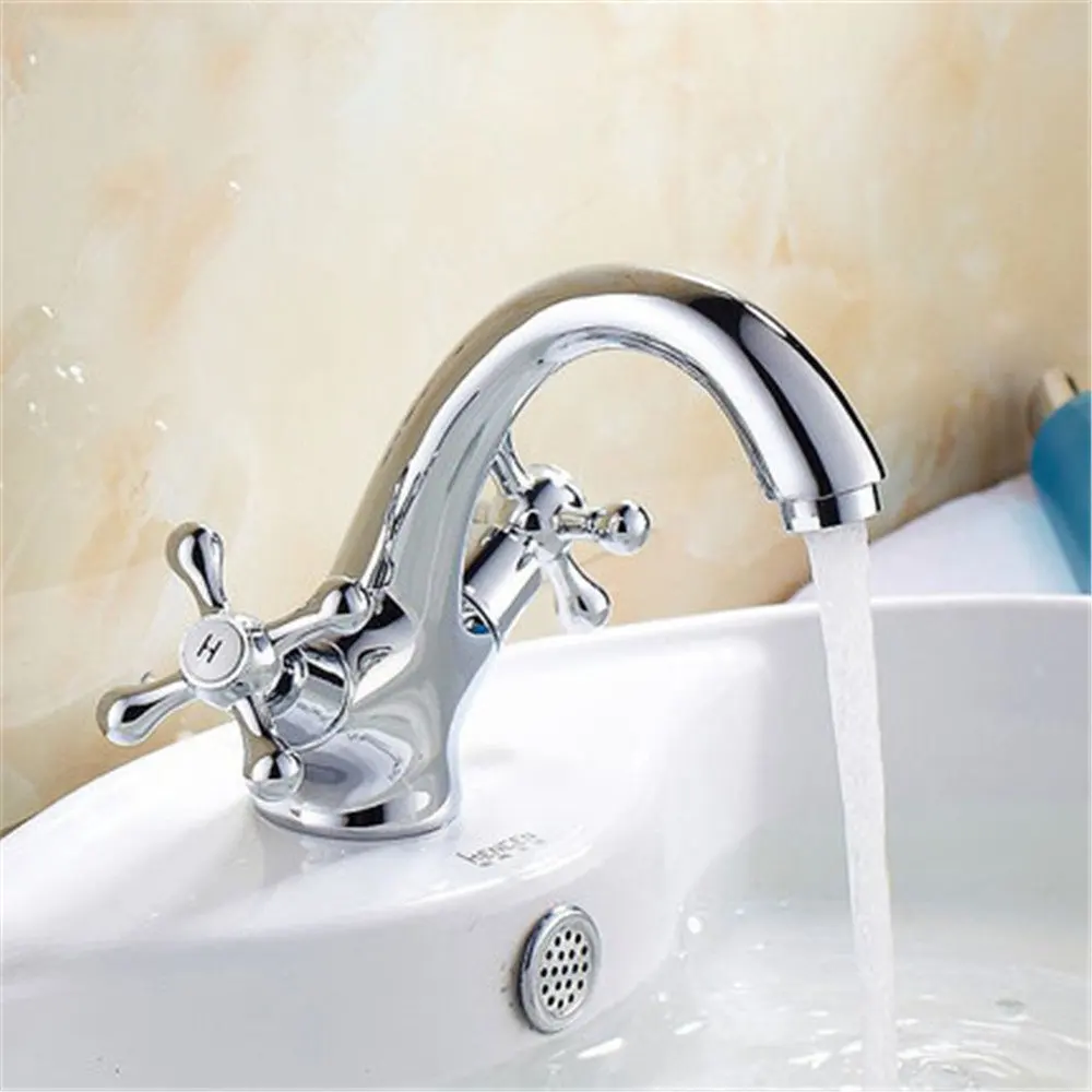 FHLYCF Basin faucet, washbasin faucet, waterfall, single hole, hot and cold water table basin, all copper washbasin, sink head