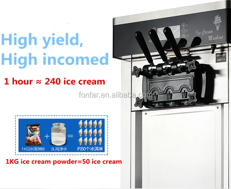 Ice Cream Batch Freezer Soft Ice Cream Machine/3 Flavor Soft Ice Cream Machine