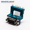 Green Male Right Angle Elevated 9Pin Dsub Connector for PCB Mount