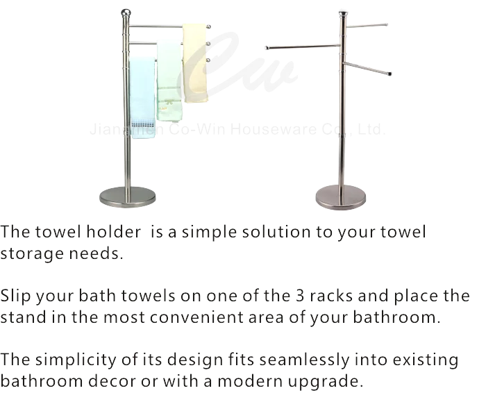 Bath Collections Free Standing Towel Holder With 3 Arms Stainless Steel