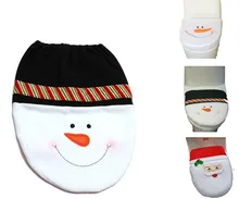 Snowman Santa font b Toilet b font Seat Cover and Rug Bathroom Set Contour Rug font