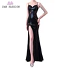 Sexy deep v neck sequin pattern long evening dress fish cut gown