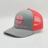 Wholesale 6 Panel Mesh Trucker Cap,Adjustable Heather Grey Snapback Hat,Custom Flat Embroidered Trucker Caps