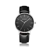 Factory direct sales wristwatch supporter genuine leather black dial mens quartz watch