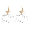 2019Silver needle Korean version of the flash full diamond handmade fishing line pearl tassel earrings FOR WOMEN