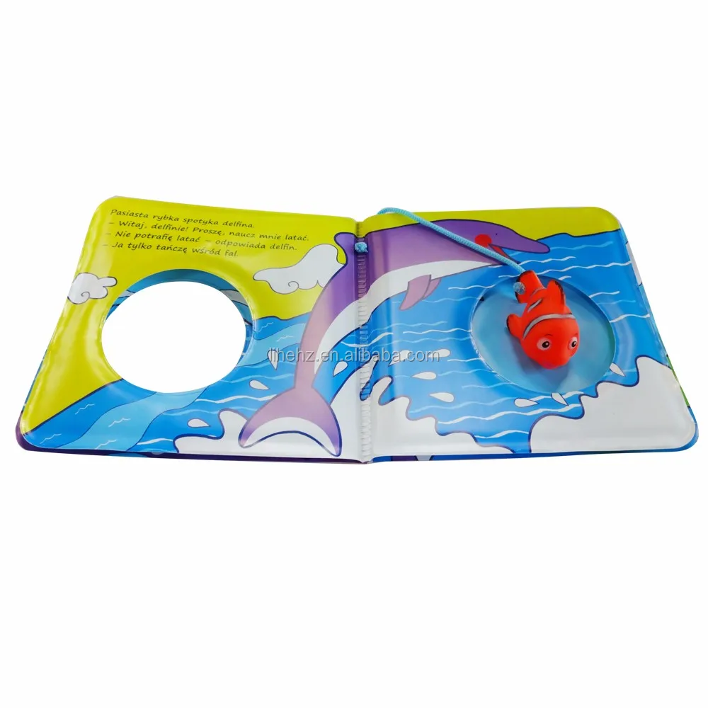 Custom Design Peva Baby Bath Book With Toys,Bubble Bath Book With Fish