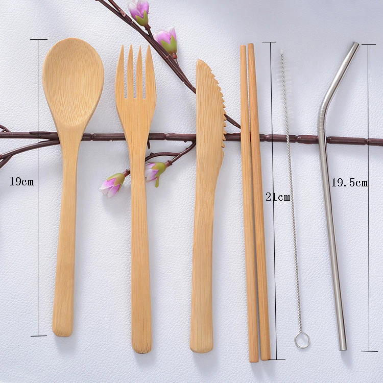 Bamboo Dining Utensil Set Knife/fork/spoon Travel Cutlery Set With Custom Bag Buy Organic