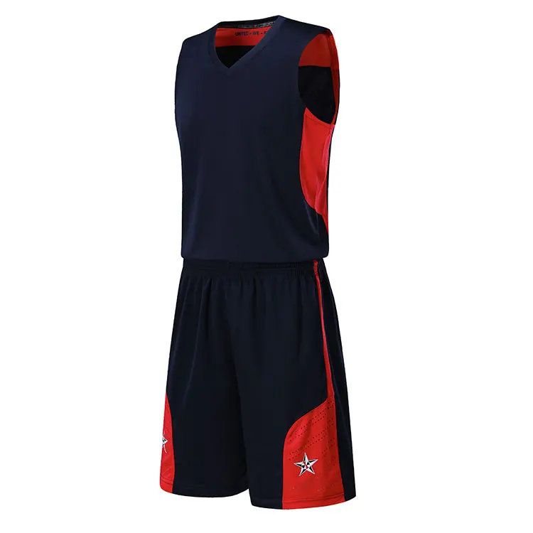 Dry Fit Fabric Team Wear Plain Black and Red Basketball Jersey Uniform