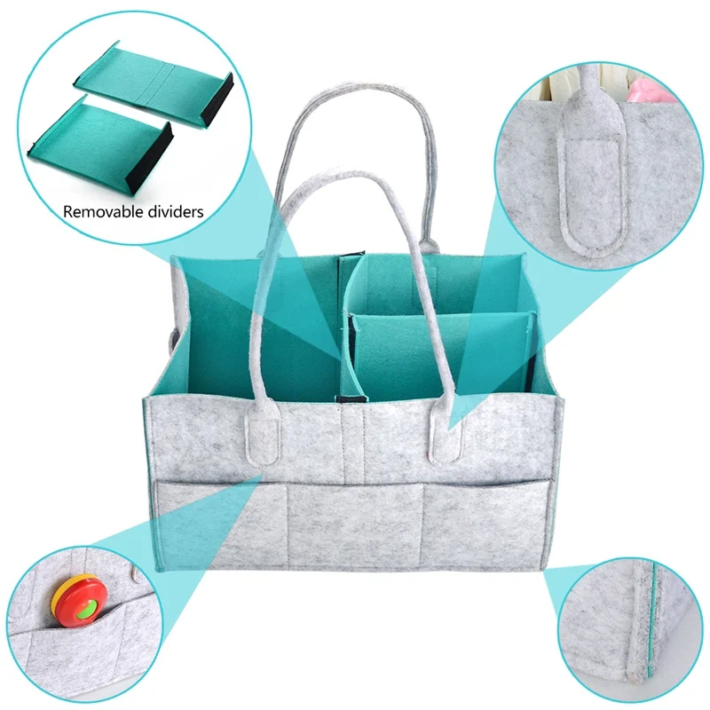 Felt Material Baby Diaper Large Capacity Handbag Eco Friendly Breathable Felt Storage Baskets With China Supplier