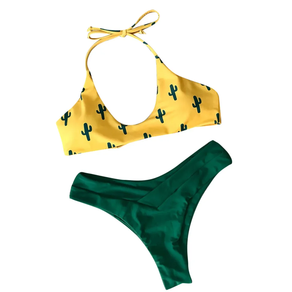 Swimming Bikini Set Bikini For Women Swimwears Swimsuit Printing Red Split Sexy 2018 Hot Swimwear Swimsuits Women Thong Bandages