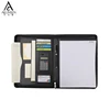 Custom Zipper Closed Office Supplies A4 PU Leather Portfolio File Folder