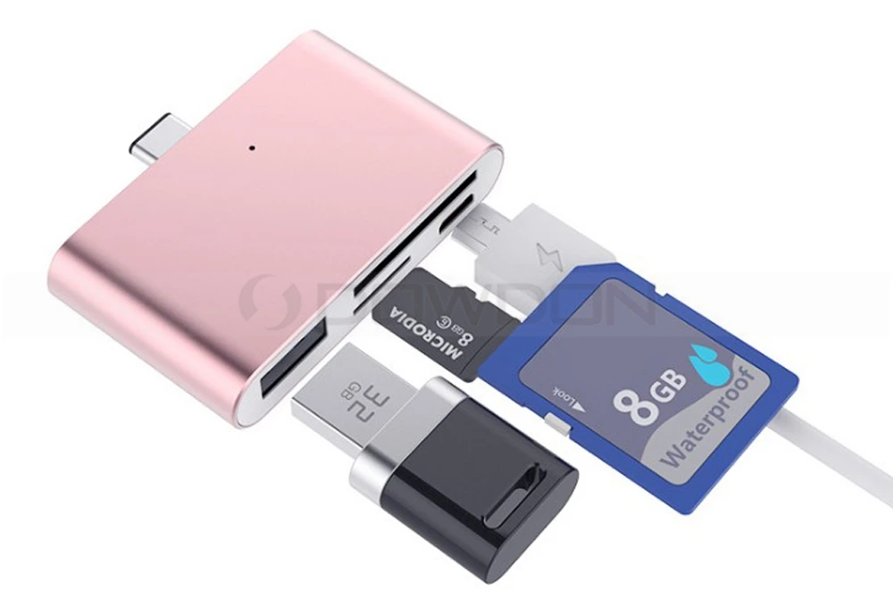 Digital Type C Card Reader Usb C Otg Usb 2.0 Hub/tf/sd Card Reader 4 In
