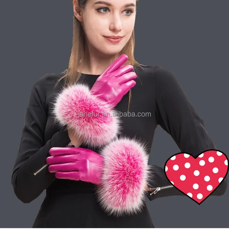 ローズレッドの革は毛皮の手袋 女の子の手袋と5本の指 羊の革の手袋にマッチします Buy 羊革手袋 女性パーティー手袋 ローズレッド毛皮カフ Product On Alibaba Com