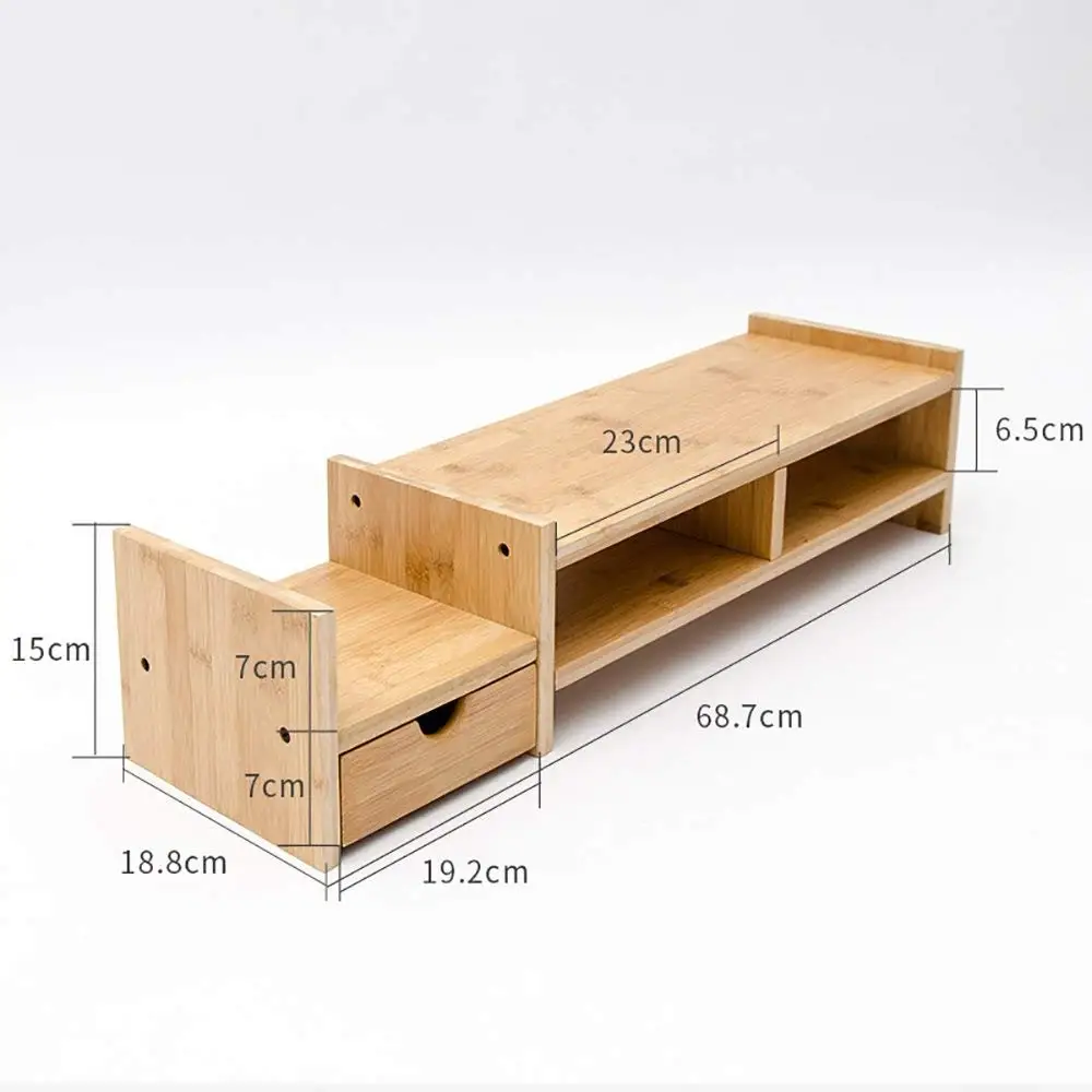 Buy Monitor Laptop Stand Riser with 1 drawer Natural