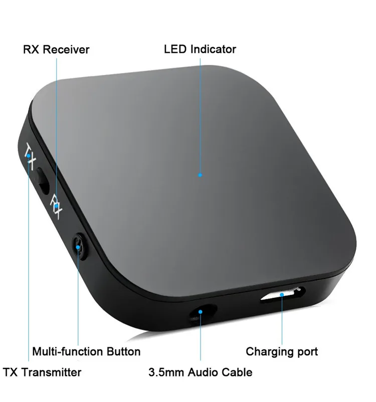 Voiture Audio Récepteur Bluetooth,Bluetooth 4.1 Aux Adaptateur sans Fil pour Stéréo Musique Streaming de Le Maison Bluetooth Jack 