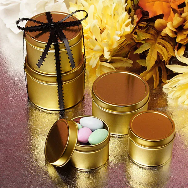 Gold Deep Round Tin Cans Metal Container With Lid Buy Candle Tin